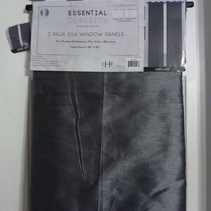 Essentials Gray Faux Silk Window Panels